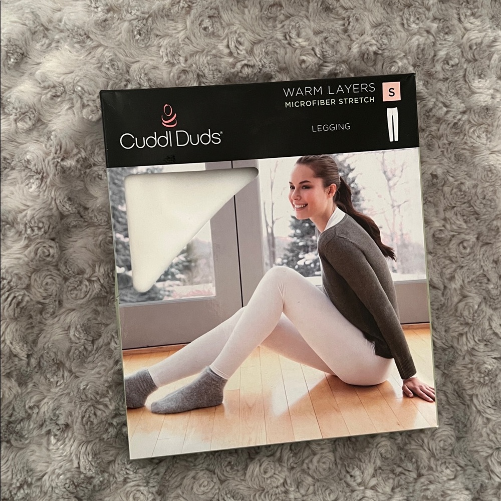 Cuddl Duds White Warm Layers Microfiber Stretch Leggings Size Small NWT